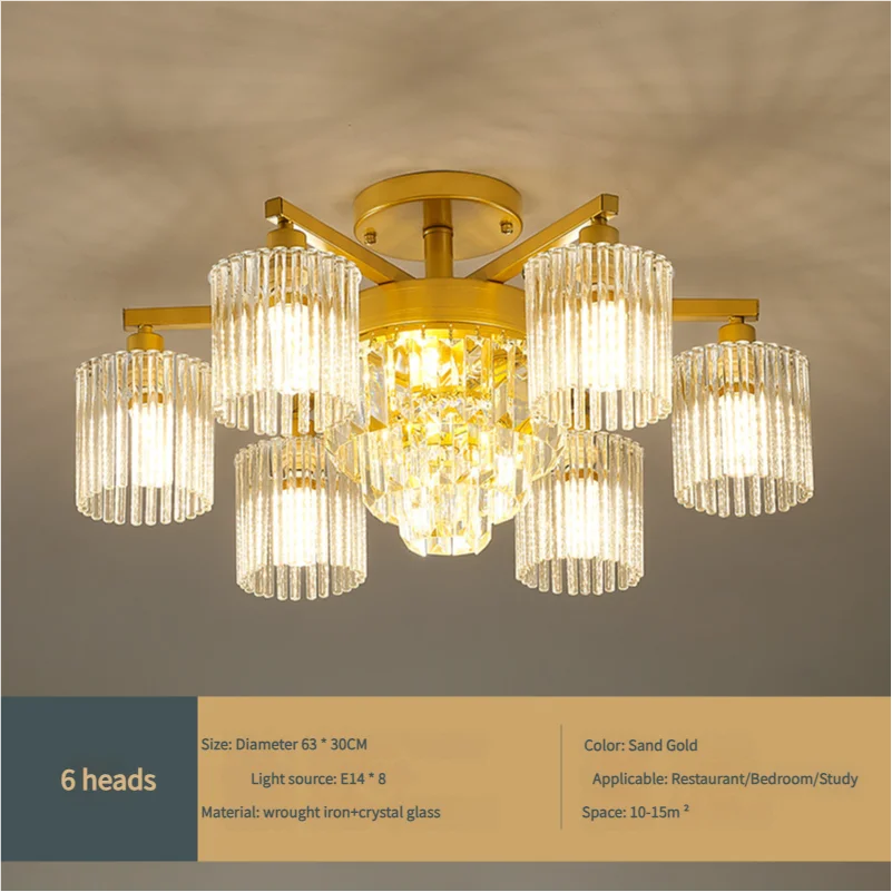 Afralia™ Modern Crystal Ceiling Lamp with Gold and Black Shade