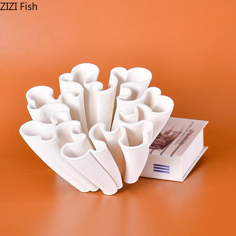 Afralia™ Ceramic Vase Plant Pots White Porcelain Floral Desk Decor Crafts Flower Pots