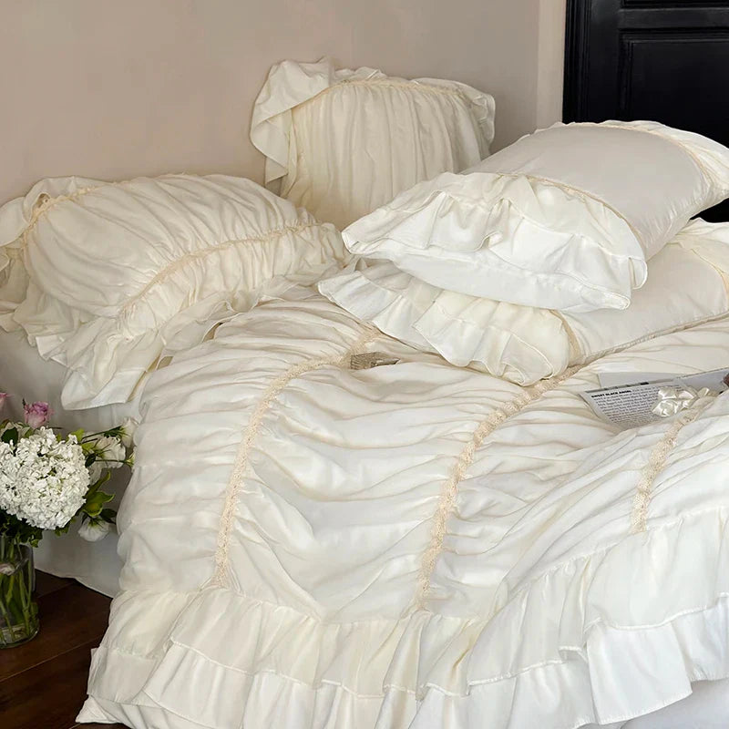 Afralia™ Romantic French Lace Princess Bedding Set - Duvet Cover, Bed Sheet, Pillowcases