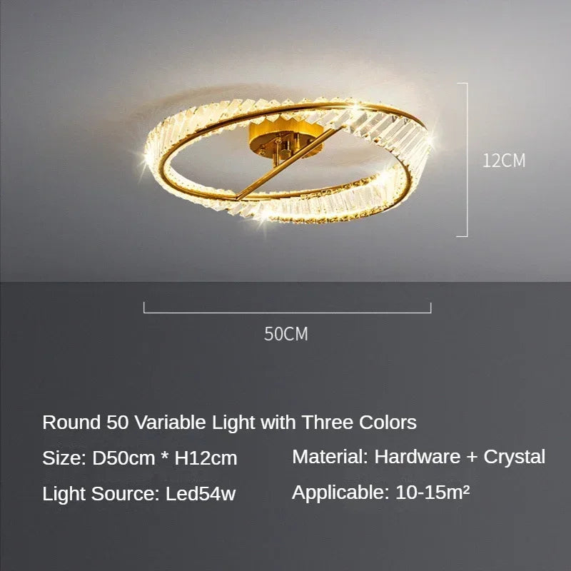 Afralia™ Crystal Ring Ceiling Lamp - Modern Luxury LED Chandelier for Master Bedroom & Living Room