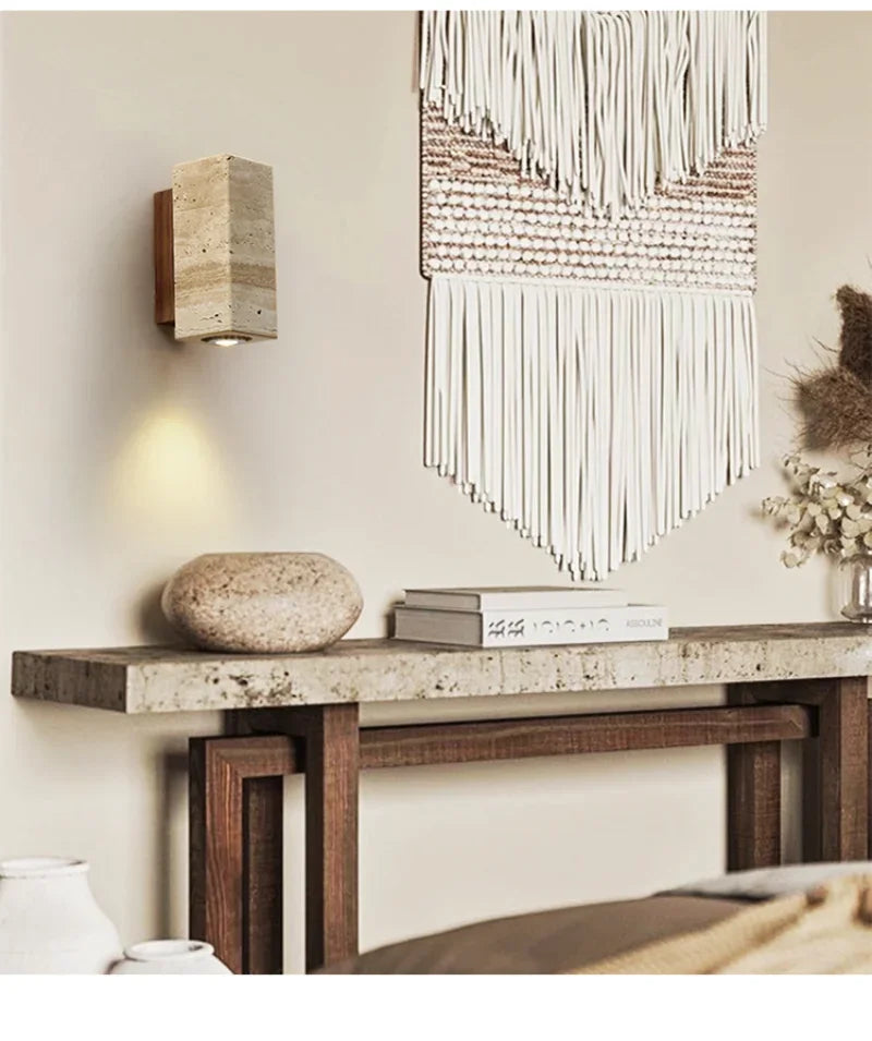 Afralia™ Natural Stone Wall Lamp: Wabi-sabi Retro Lighting for Bedroom, Living Room & Corridor
