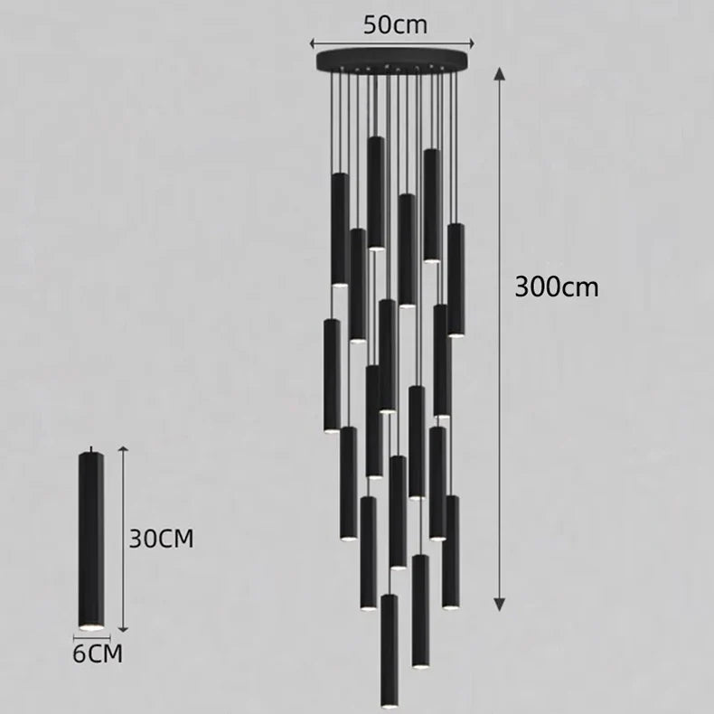 Afralia™ Crystal Chandelier Stair Pendant Lamp Living Room Lights Interior Lighting