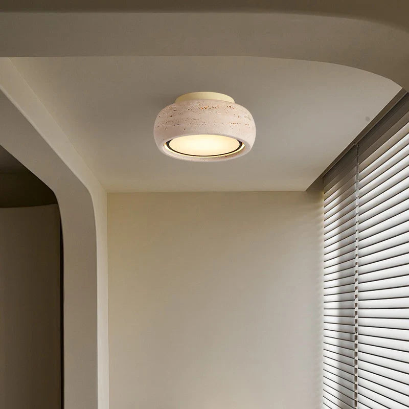 Afralia™ Yellow Travertine LED Ceiling Lamp Art Decoration for Home Lighting