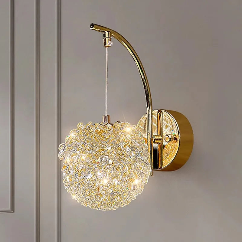 Afralia™ Crystal Beads Wall Lamp LED Light Fixture for Home Decor & Living Room