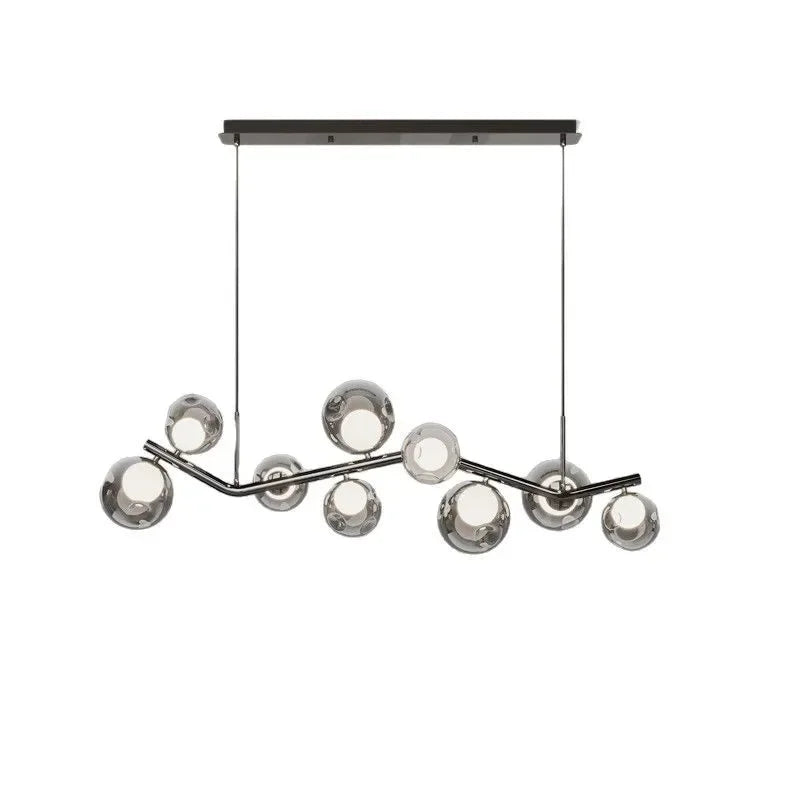 Afralia™ Smoky Gray Glass LED Chandelier Pendant Lights for Dining Room & Kitchen Island