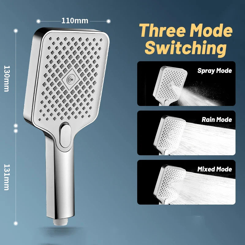 Afralia™ Large Flow 3-Speed Rain Shower Head for High Pressure Bathroom Experience