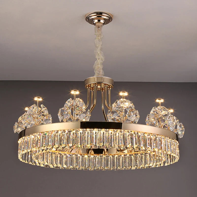Afralia™ Crystal Chandelier: Postmodern Light Luxury Double-Layer Pendant for Home Living Room