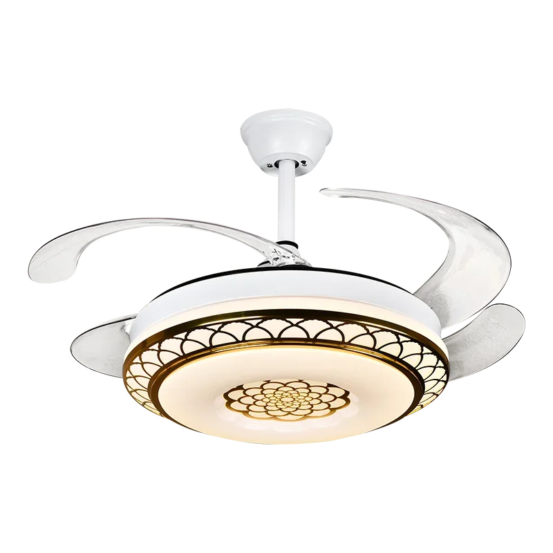 Afralia™ Modern Chandelier Ceiling Fan with Retractable Blades & LED Lights