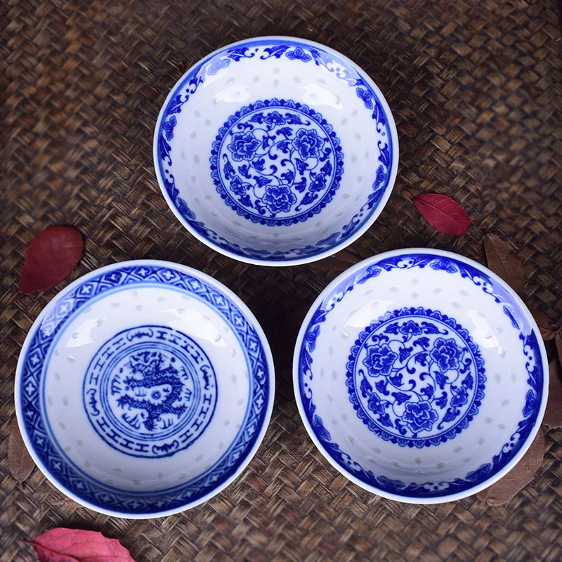 Afralia™ Blue And White Porcelain Dragon Pattern Flavor Dish Set