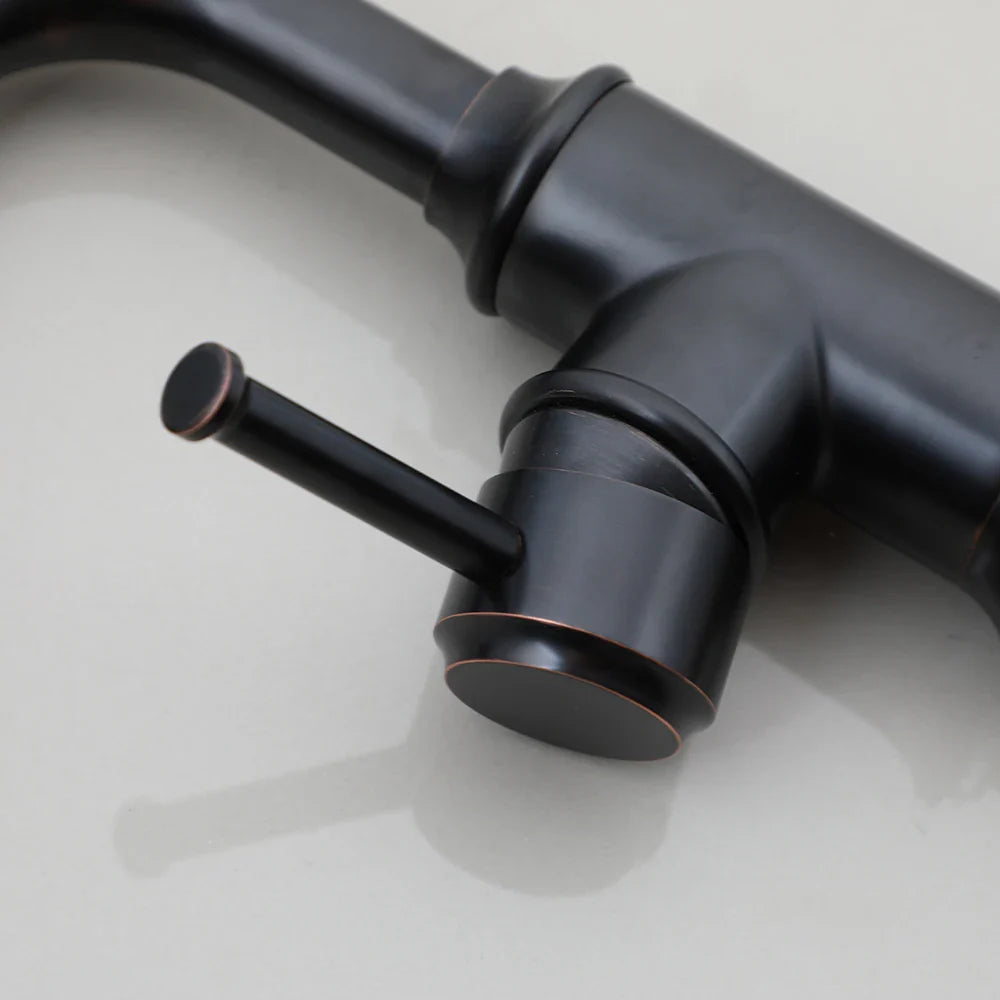 Afralia™ Special Shape Bathroom Faucet Black Finish Single Handle Hot Cold Mixer Taps