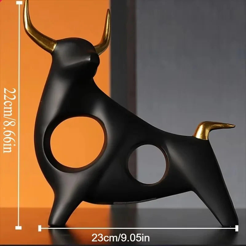 Afralia™ Abstract Bull Sculpture Cattle Statue for Home Decor Living Room Ornament
