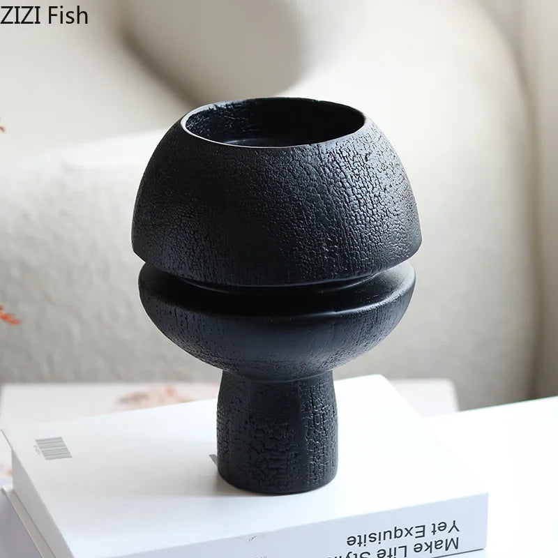 Afralia™ Black Spherical Resin Sculpture Desk Decoration Abstract Art Aesthetic Ornament