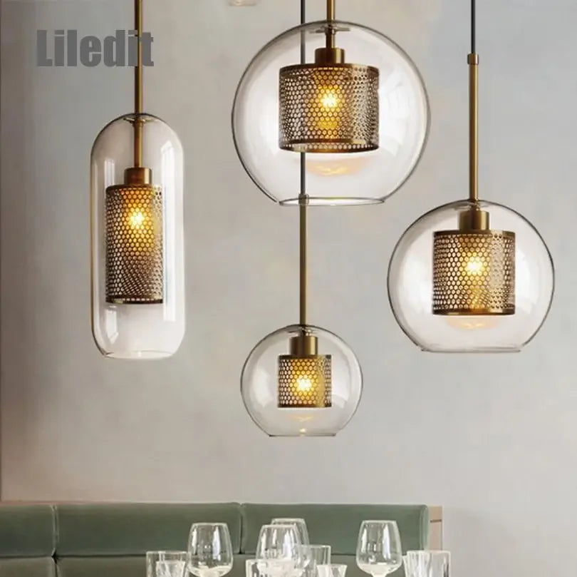 Nordic Gold Glass Ball Pendant Light by Afralia™ - Modern Stylish Illumination for Your Space