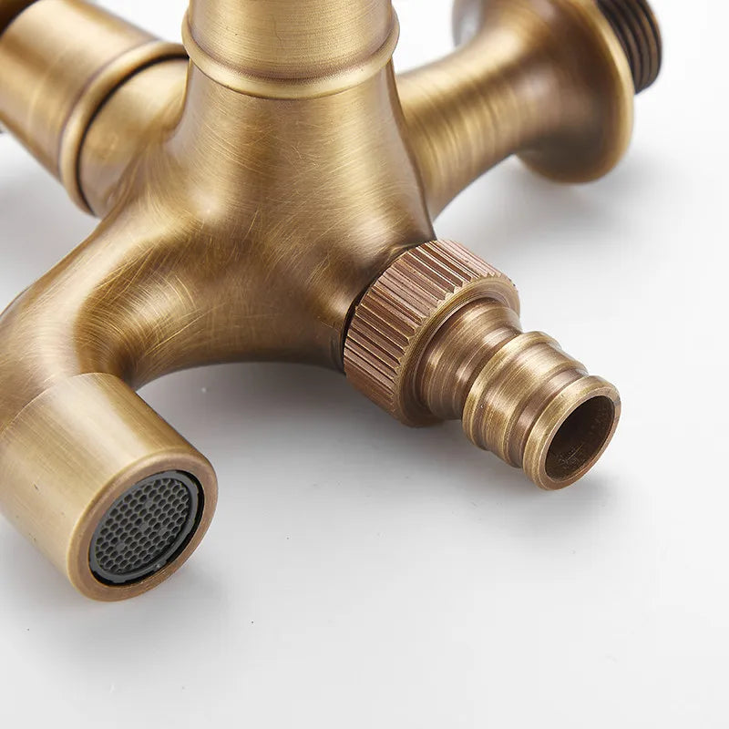 Afralia™ Antique Brass Garden Bibcocks Single Cold Tap Faucet for Outdoor Use