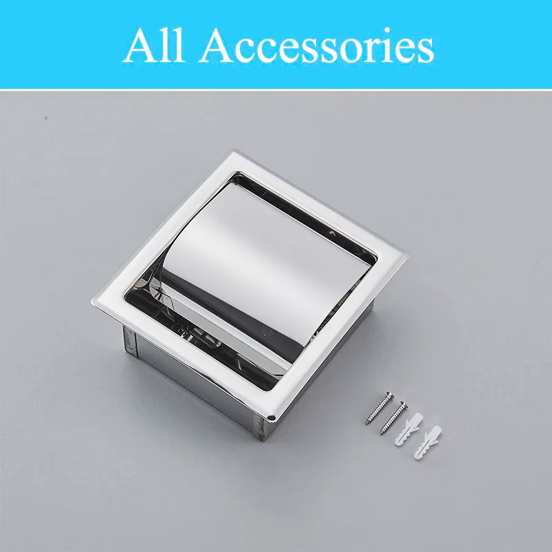 Afralia™ Chrome Stainless Steel Toilet Paper Holder Wall Mounted Bathroom Tissue Box