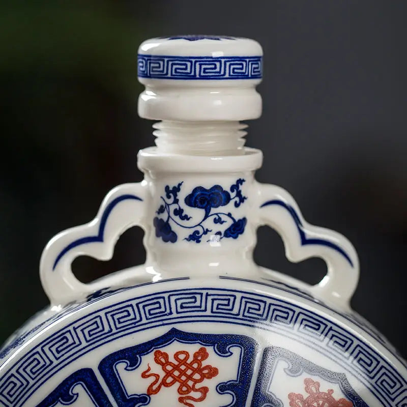 Afralia™ Blue and White Eight Treasures Ceramic Vase - Home Decor Ornament