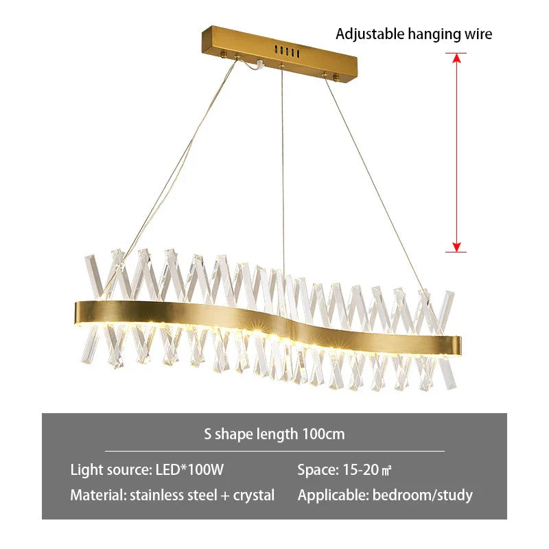 Afralia™ Gold Metal S Shape LED Pendant Lamp for Luxury Living, Bedroom, and Hotel