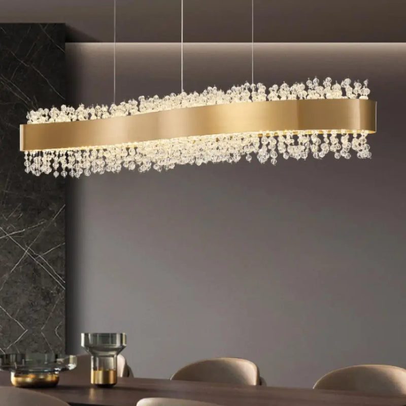 Afralia™ Gold Metal LED Chandelier: Modern Crystal Lighting for Living Room, Dining Room, Bedroom.