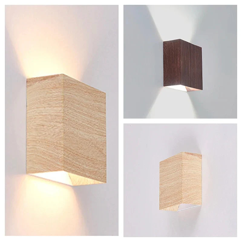 Afralia™ Nordic Walnut Wood LED Wall Lamp for Room Decor and Lighting