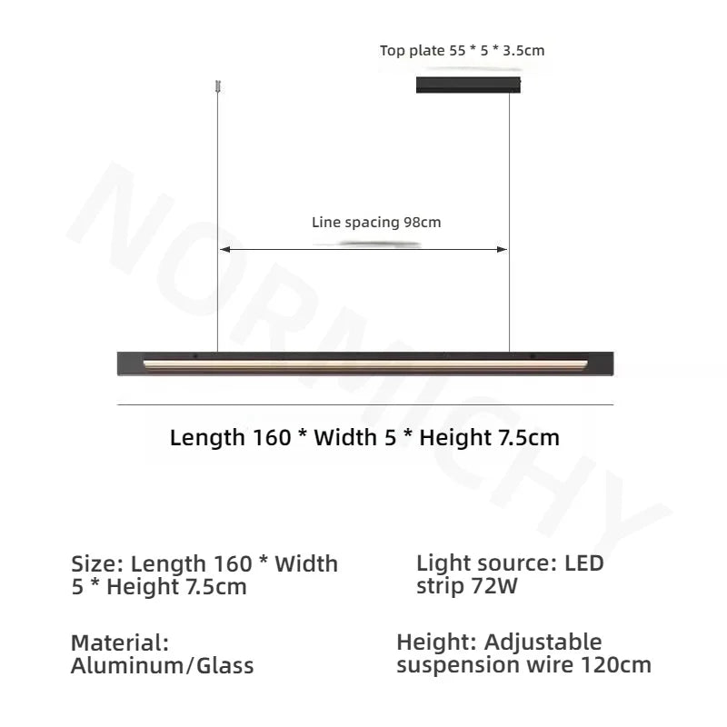 Afralia™ Glass Pendant Light Bar LED Linear Strip Modern Lighting