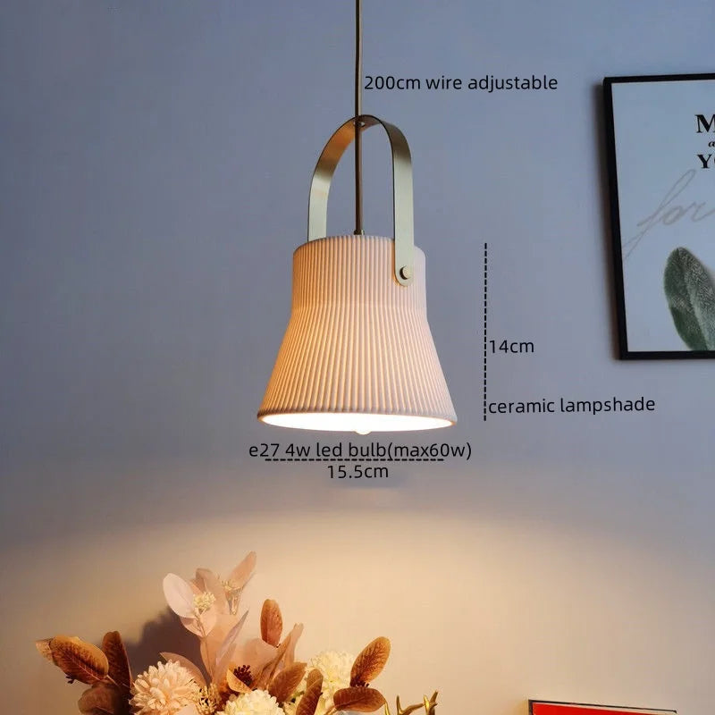 Afralia™ White Ceramic LED Pendant Light for Living Room Kitchen Bedroom