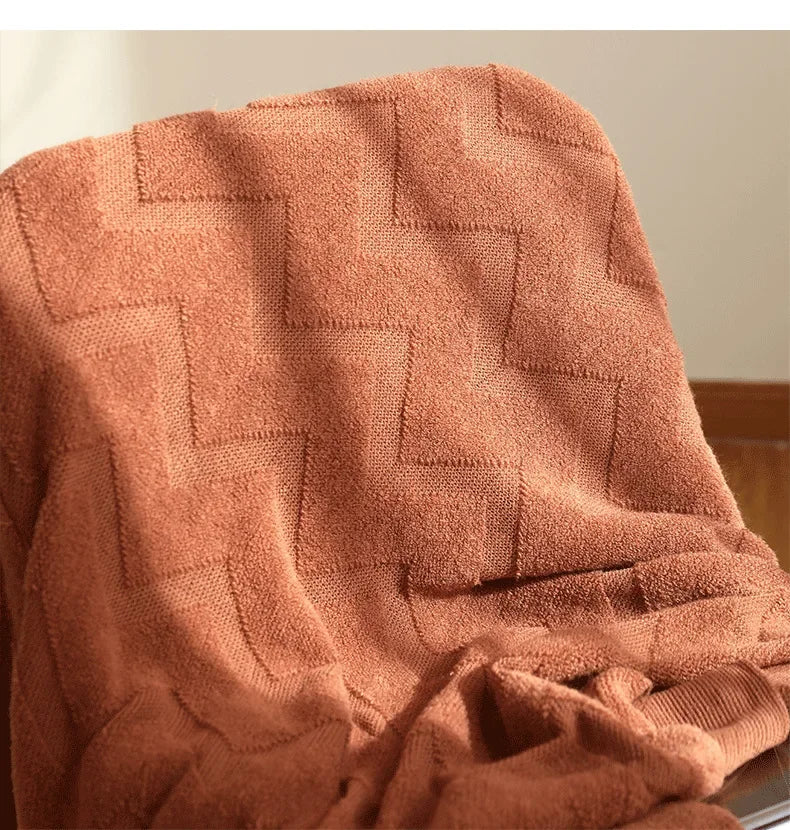 Afralia™ Nordic Knitted Sofa Blanket - Soft Geometric Throw for Home, Office, Hotel - Warm and Cozy Travel Shawl and Nap Blanket