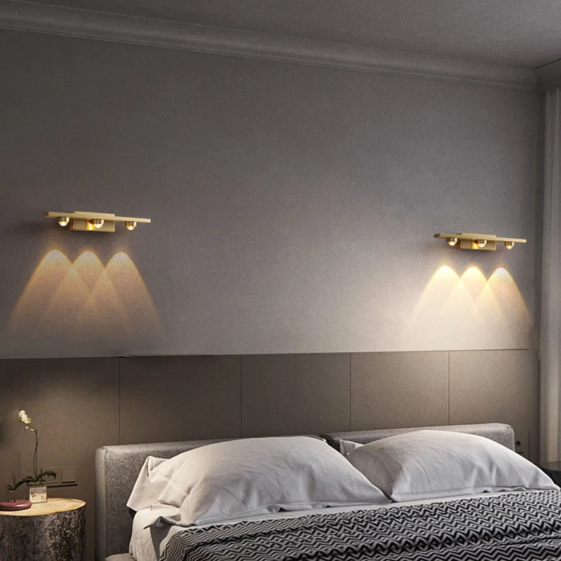 Afralia™ Copper LED Wall Lamp Modern Bedside Nordic Scone Living Room Bedroom Lamp