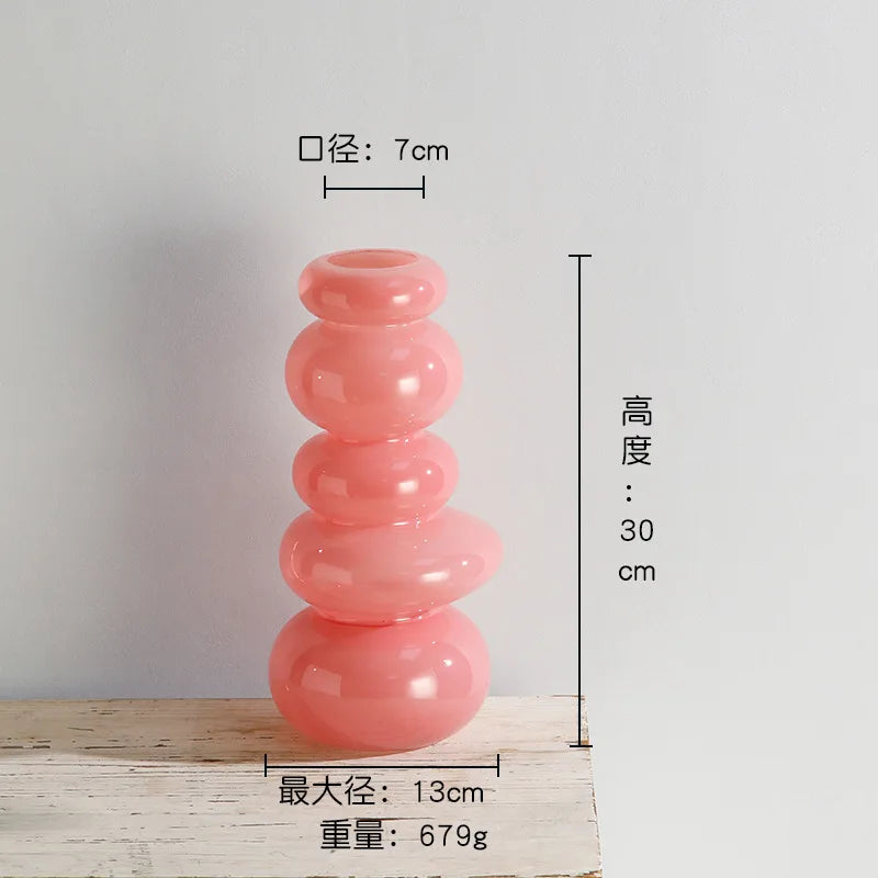 Afralia™ Geometric Glass Vase Terrarium Pebble Stack Floral Arrangement Home Decor