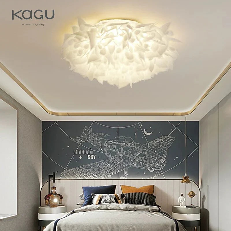 Afralia™ Feather Petal Pendant Lamp for Modern Nordic Bedroom, Living Room, Kitchen, and Children's Room