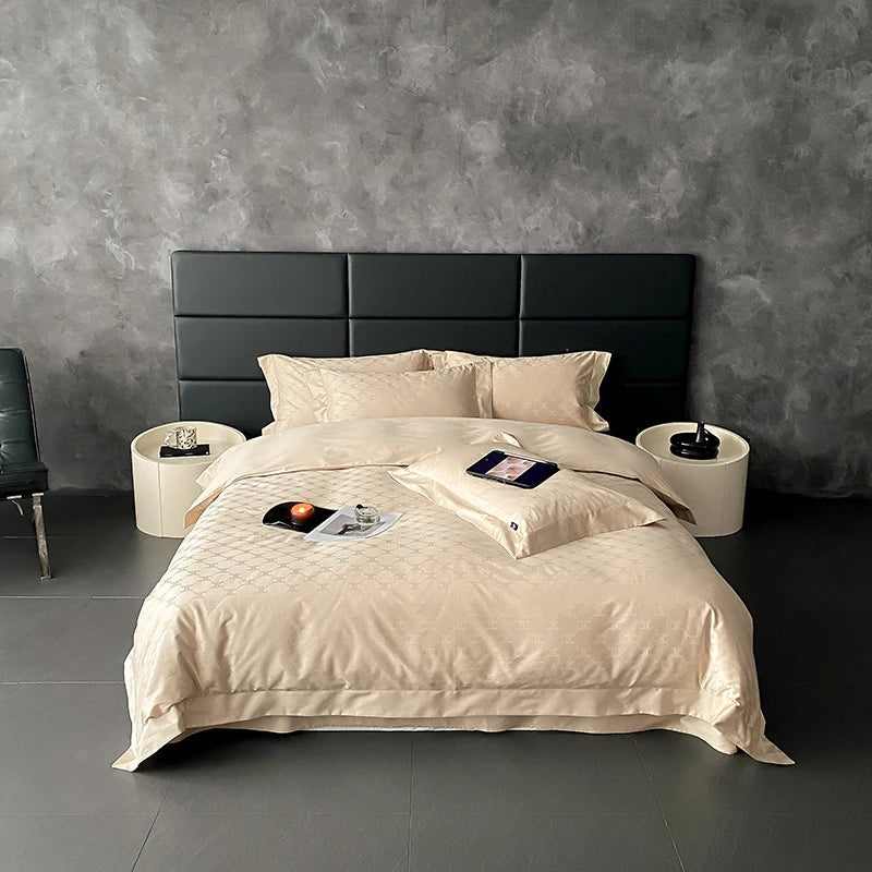 Afralia™ Satin Jacquard Bedding Set, Luxury Purple Flowers, Duvet Cover, Bed Sheet