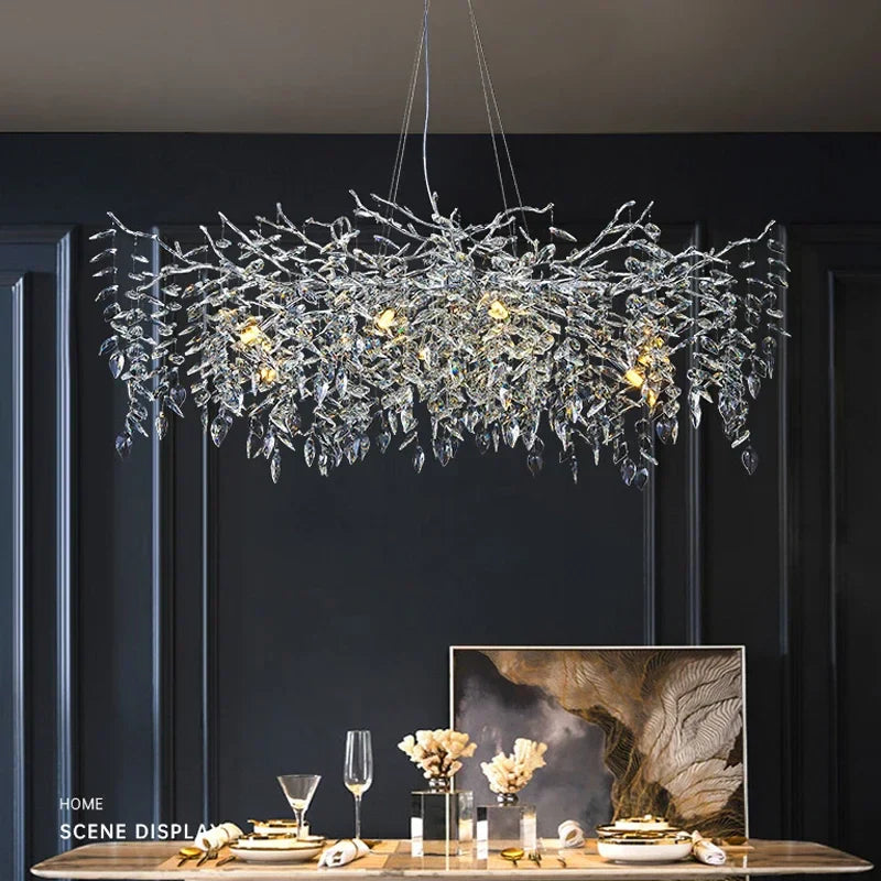 Afralia™ Luxury Crystal Ceiling Chandelier: Branch-Shaped LED Modern Villa Dining Room Living Room Luxe Lighting