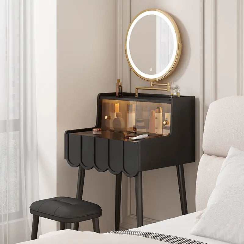 Afralia™ Luxury Nordic Vanity Table Set with Mirror - Modern Bedroom Makeup Furniture