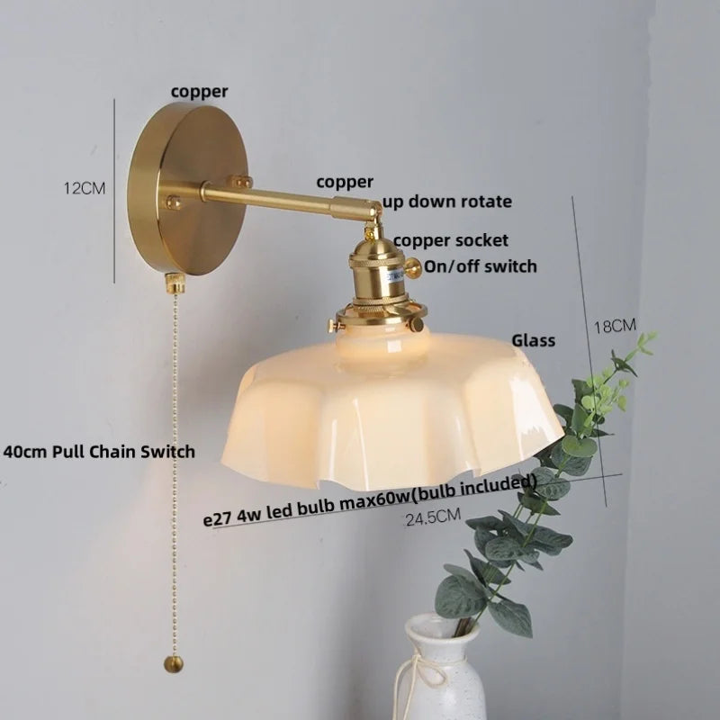 Afralia™ Yellow Glass LED Wall Light Fixture Modern Bedside Lamp Rotation Hallway Aisle