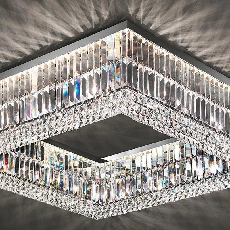 Afralia™ Modern Crystal Chandelier Chrome Stainless Steel Hanging Light Fixtures