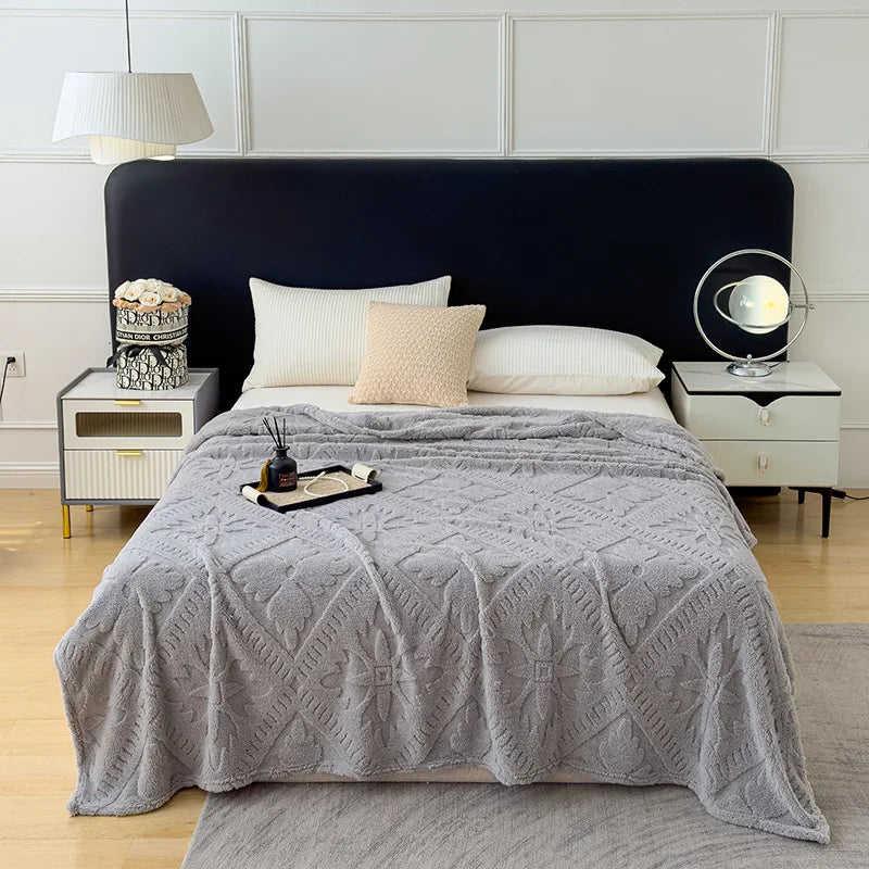 Afralia™ Jacquard Coral Velvet Sofa Cover Blanket | Soft & Warm for Spring/Autumn