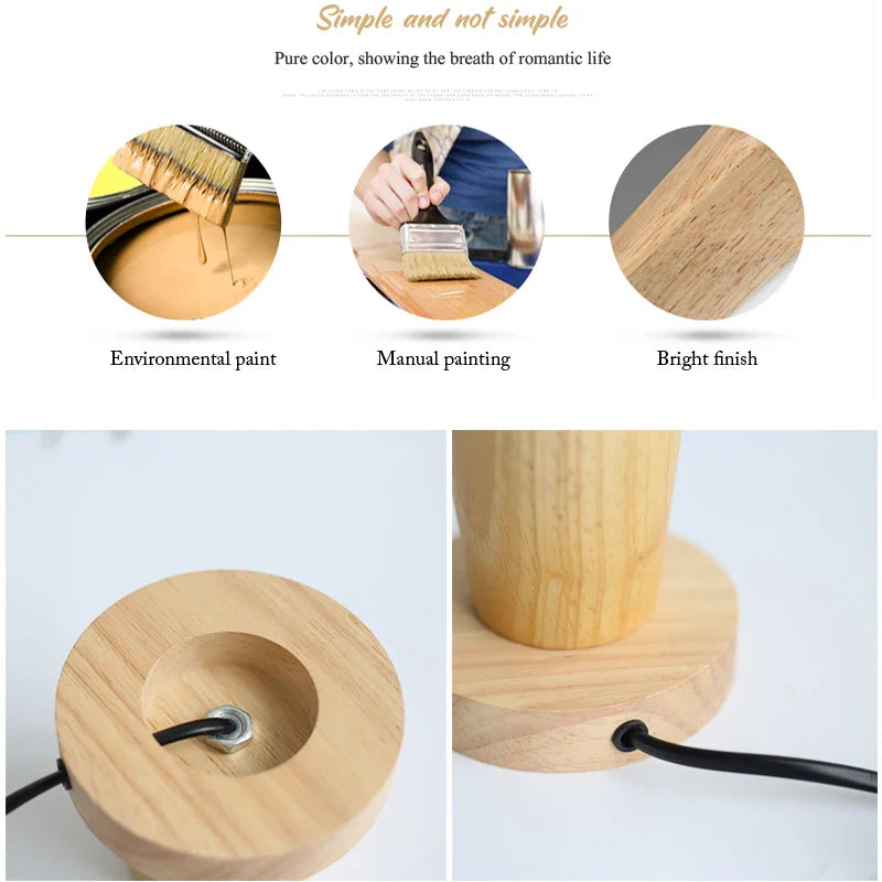 Afralia™ Retro Wood Table Lamp with E27 Socket, Vintage Design, and European Plug for Bedside Décor