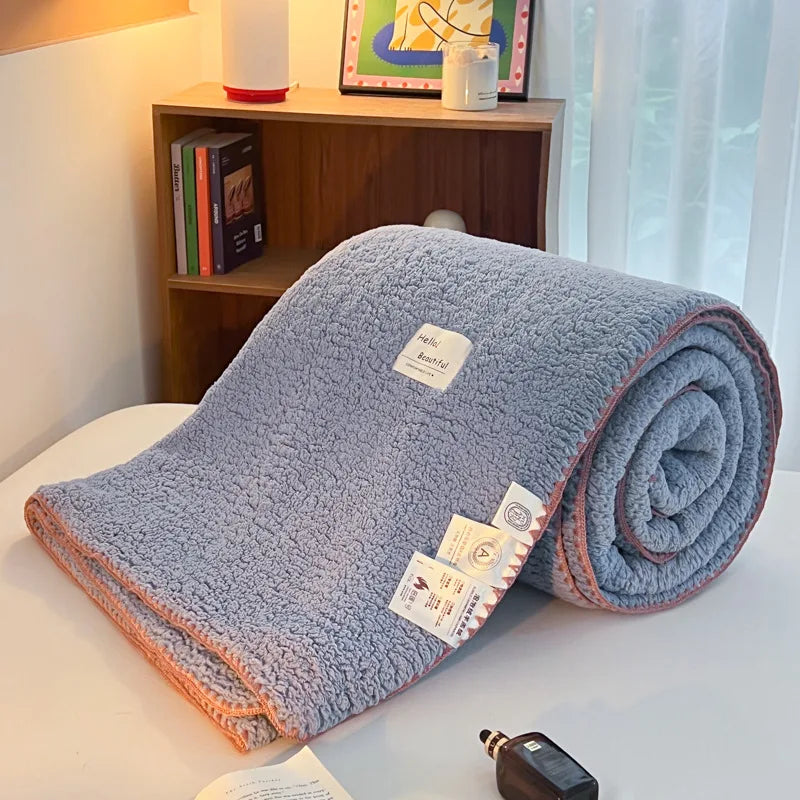 Afralia™ Soft Shell Edge Lamb Wool Blanket - A-Class Comfort for Adults