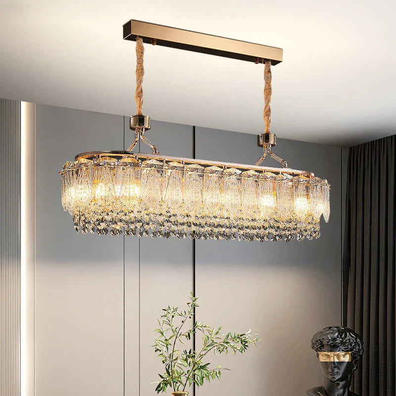 Afralia™ Crystal Chandelier Modern Luxury Pendant Light for Kitchen Island Living Room Hallway