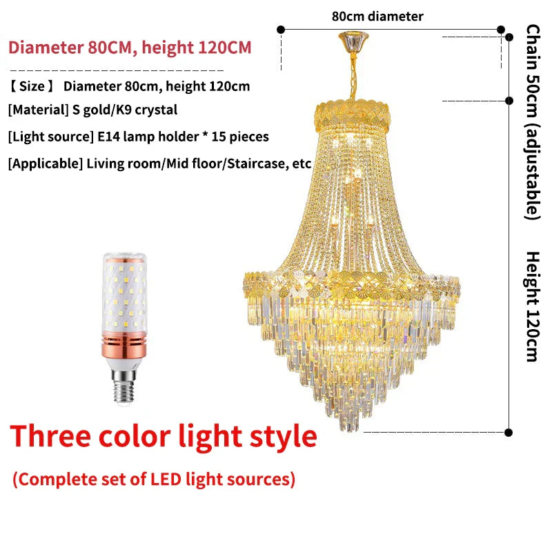 Afralia™ Crystal Chandelier for Duplex & Villa Living Rooms