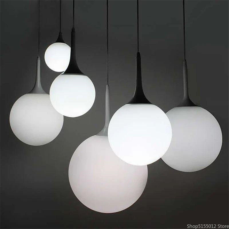 Afralia™ Nordic Glass Ball Pendant Lights LED Chandelier for Living Room & Restaurant