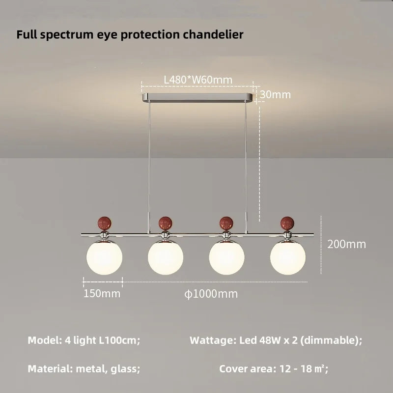 Afralia™ Modern LED Chandelier Glass Metal Health Eye Protect Living Room Light