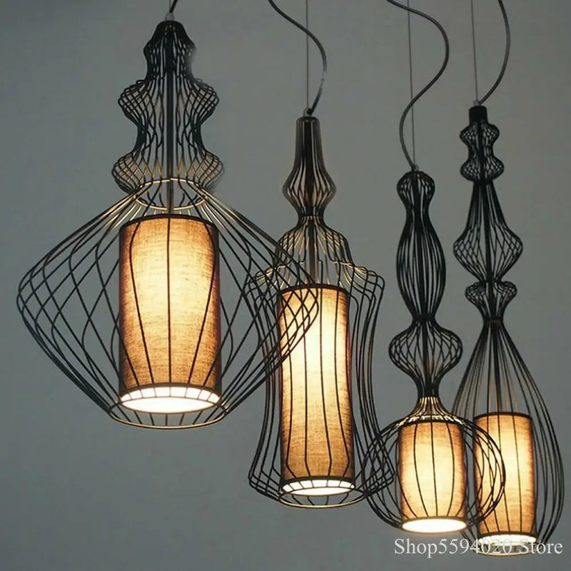 Afralia™ Vintage Birdcage Pendant Lamp for Home Decoration