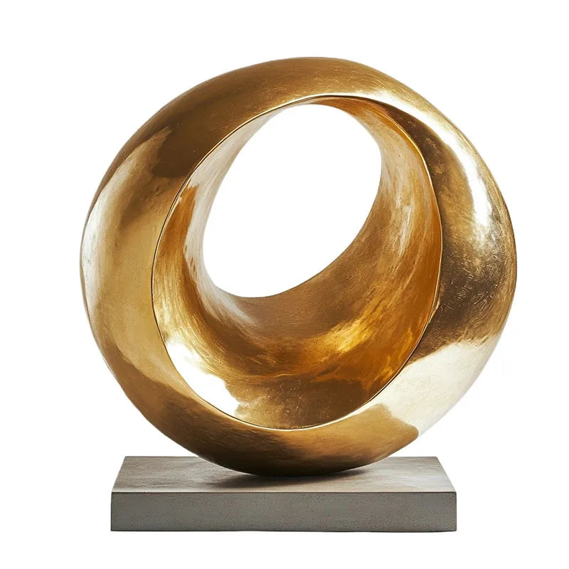 Afralia™ Gold Geometric Abstract Resin Ring Figurines for Stylish Home Decor