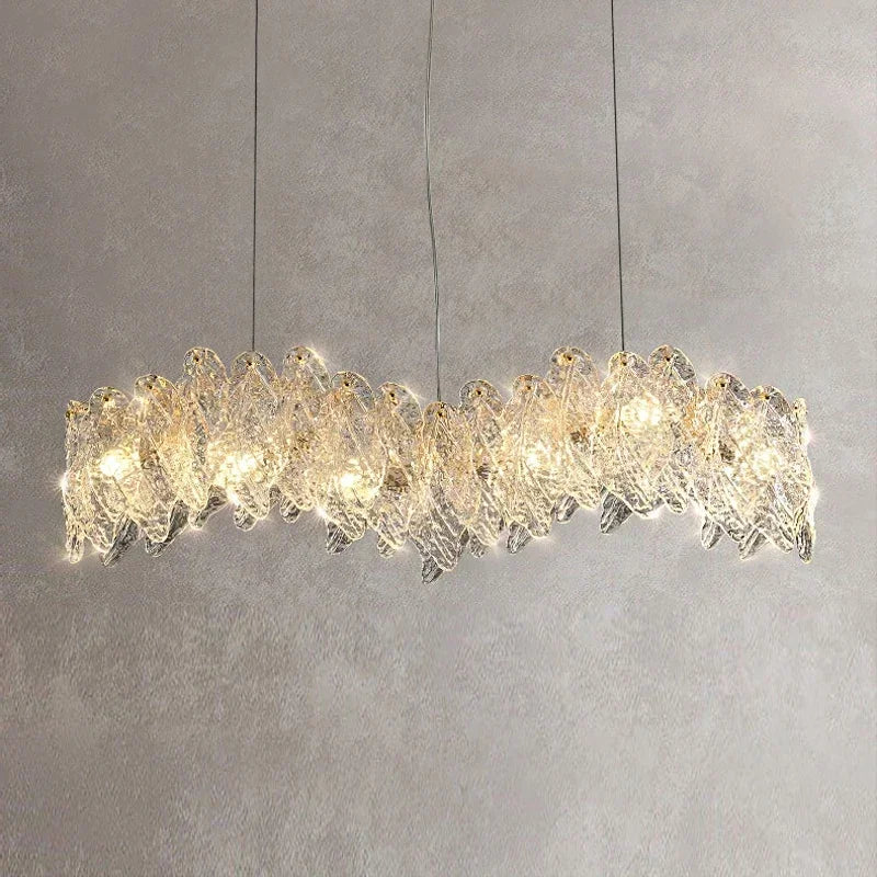 Afralia™ Glass Petal LED Chandelier for Bedroom Dining Living Room Lighting