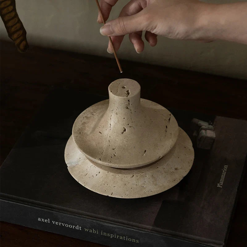 Afralia™ Travertine Marble Incense Holder Stick Burner