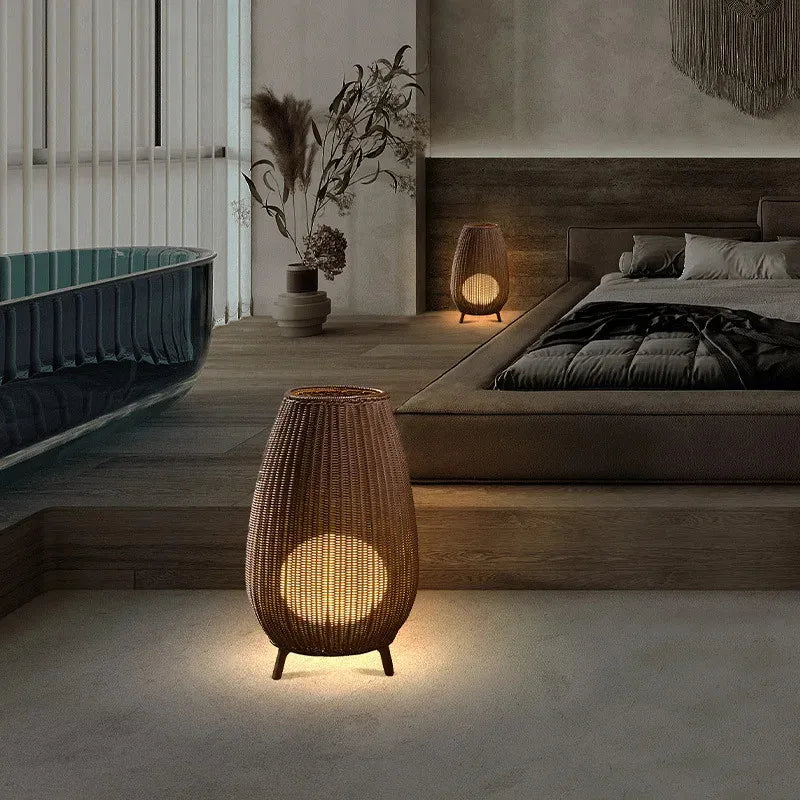 Afralia™ Lucide Colin Rattan Floor Lamp: Natural Handmade Light for Garden, Bedroom, Living Room