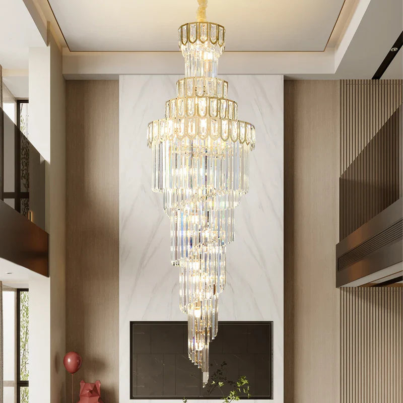 Afralia™ Light Luxury Rotating Crystal Chandelier for Villa Living Room