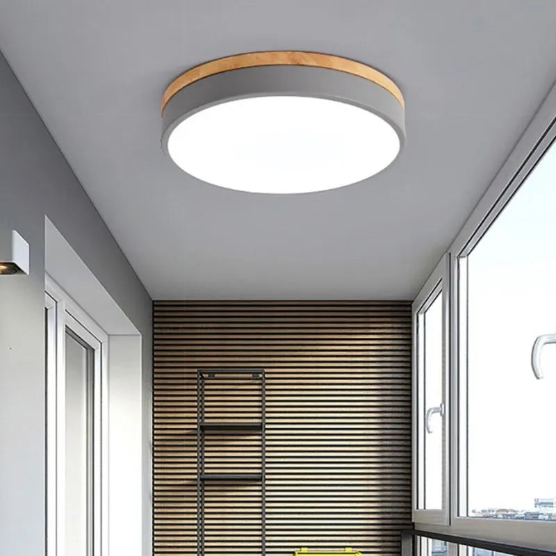 Afralia™ Macaron Nordic Wood LED Ceiling Light for Home Décor Lighting Fixtures