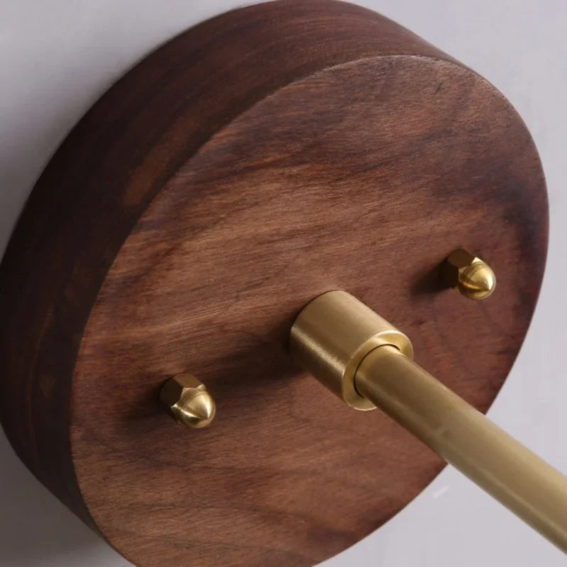 Afralia™ Glass Wall Light Fixture Walnut Wood Modern Nordic Pull Chain Switch Lamparas