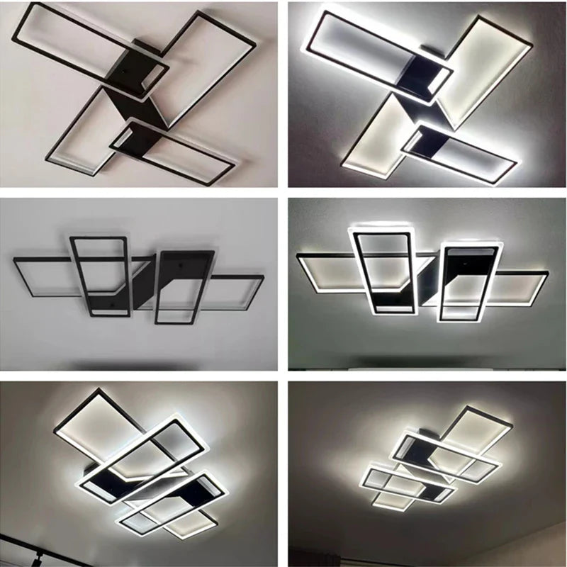 Afralia™ Modern LED Chandeliers: Living/Dining/Bedroom Ceiling Light with Remote Control, Aluminum, White/Black